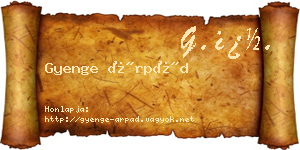 Gyenge Árpád névjegykártya